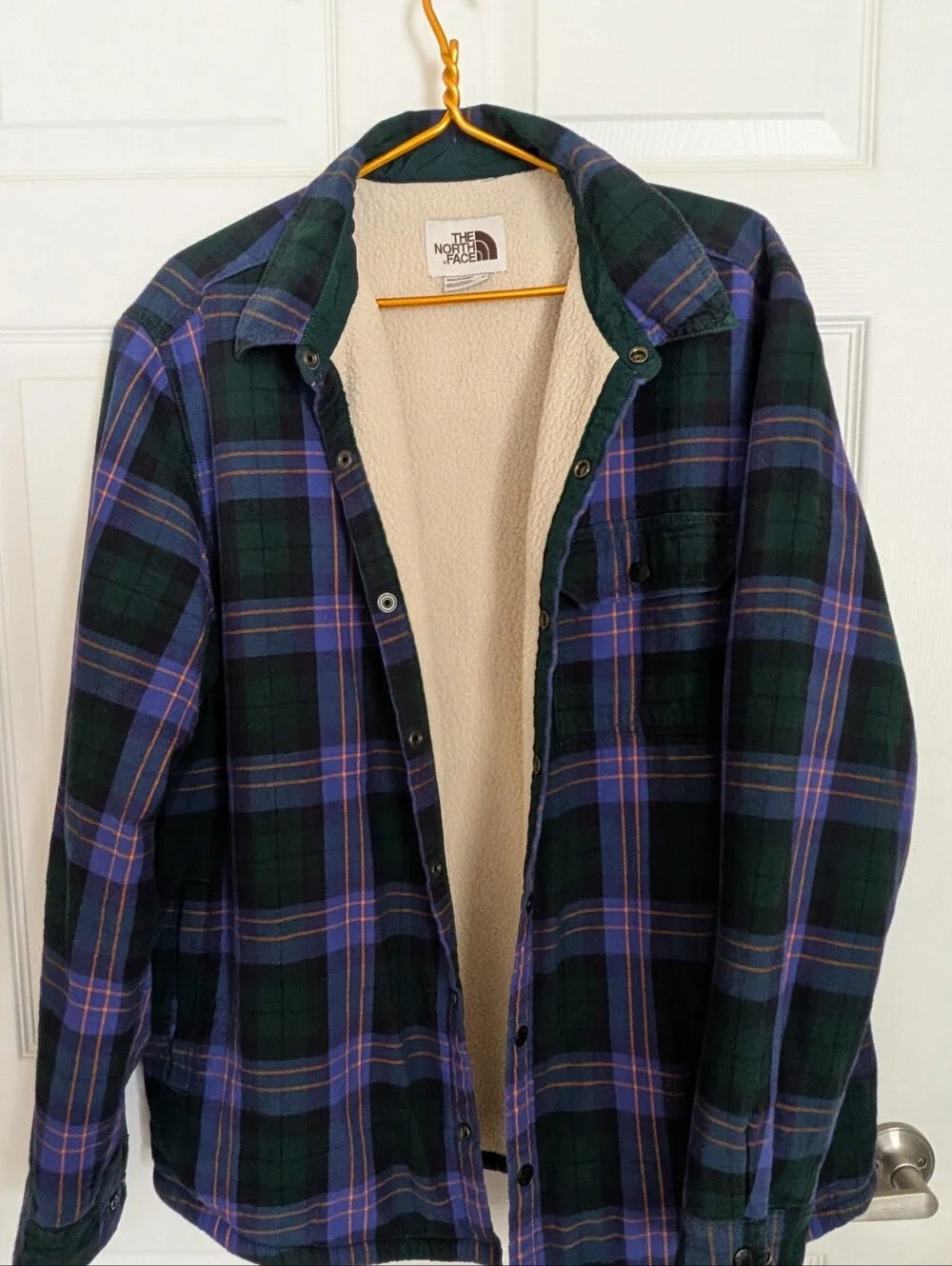 The North Face Men’s Campshire Sherpa Shirt/jacket PLAID GREEN/PURPLE XL